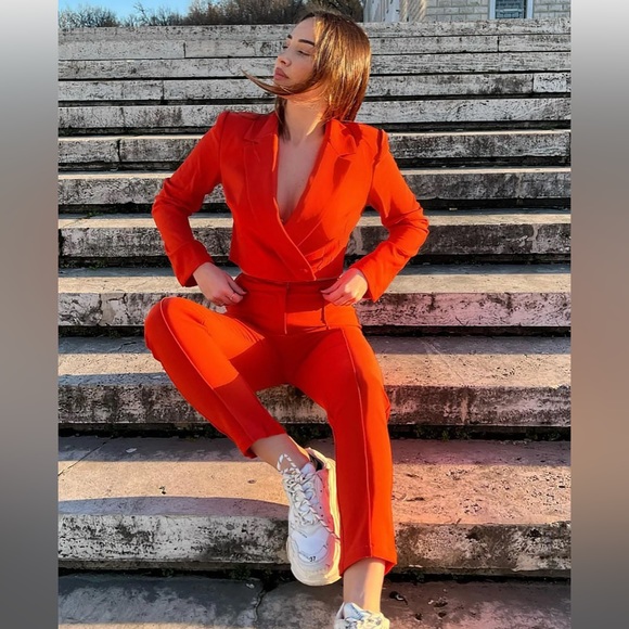 NWT Orange Blazer Pant Set - Picture 2 of 7